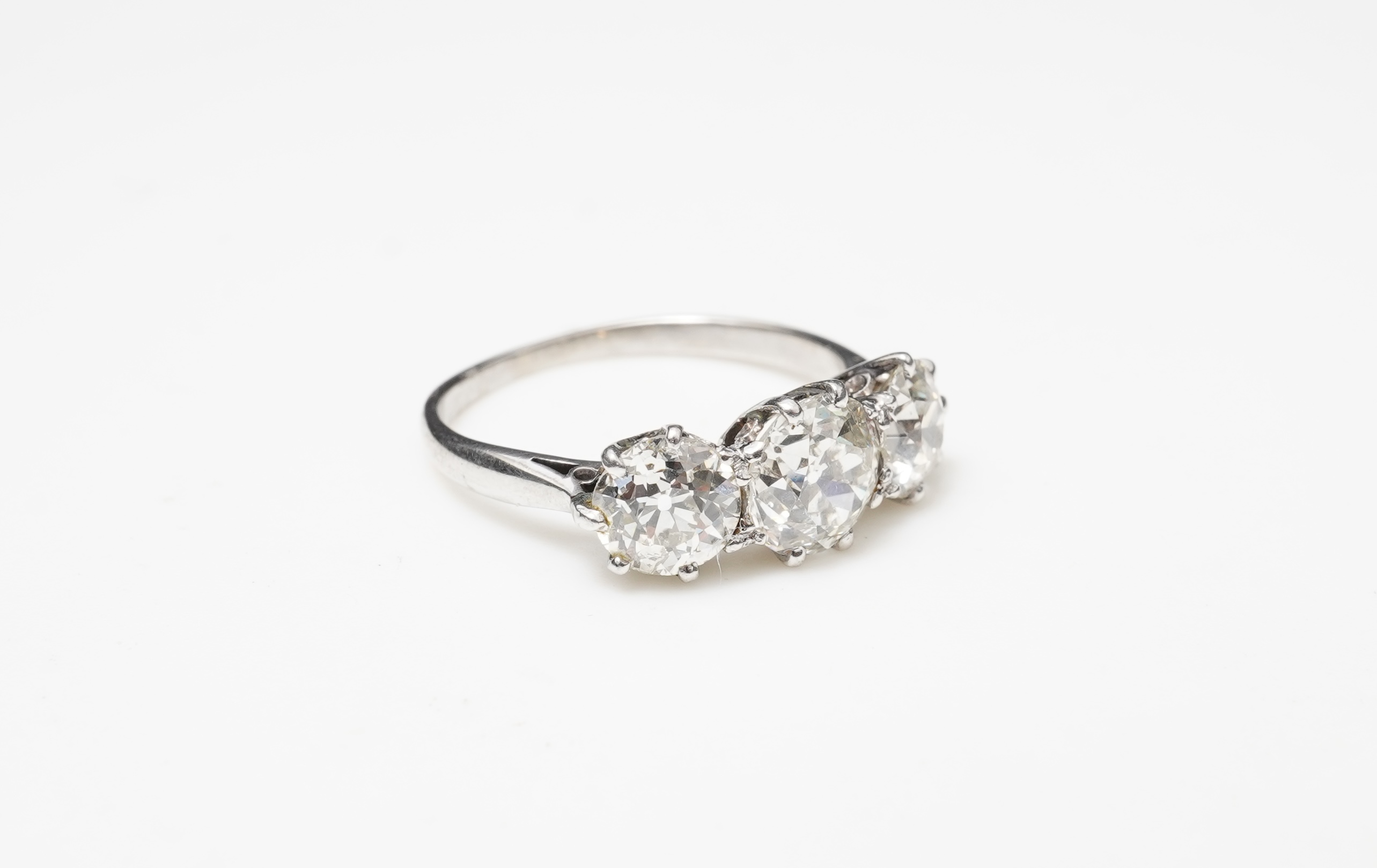 A diamond three-stone ring, early 20th century